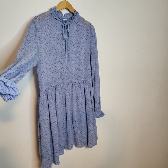 GANNI Sky Blue Printed Georgette Dress in Size  EUR 40/ US 8 - Picture 3 of 12